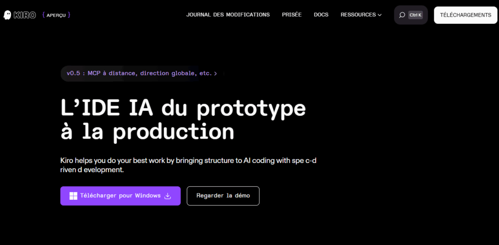 AWS Kiro - page d'accueil