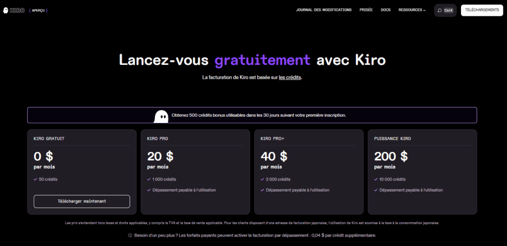 AWS Kiro - prix