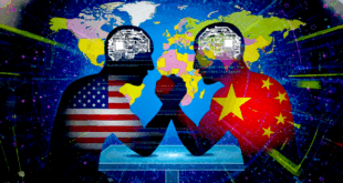 deux ombre illustrant la Chine et l'EU faisant du bras de fer