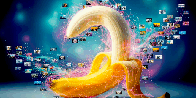 une banane formant le chiffre 2