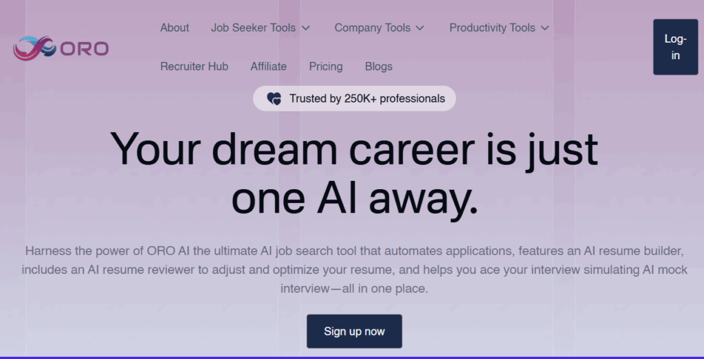 ORO AI - page d'accueil