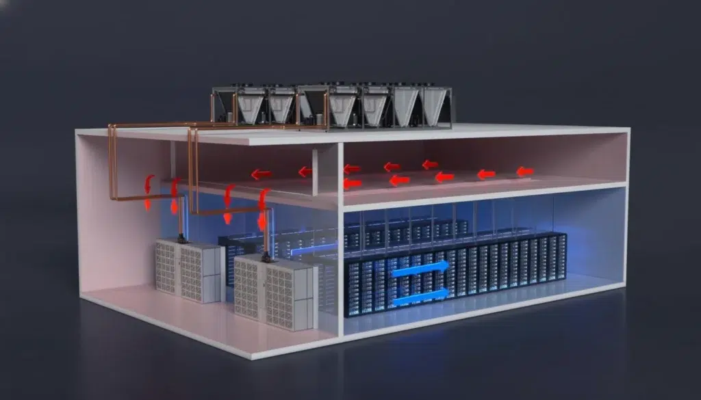 système de refroidissement typique d'un centre de donnée