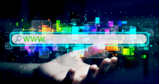 barre de recherche flottant sur une main avec des illustration d'intéraction