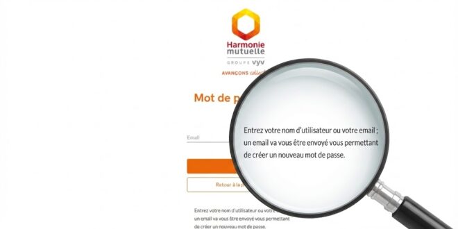 Accès compte Harmonie Mutuelle - mot de passe oublié