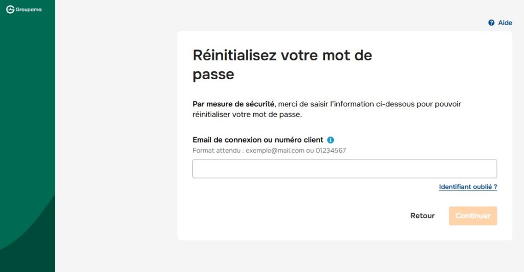 accès compte Groupama - mot de passe oublié