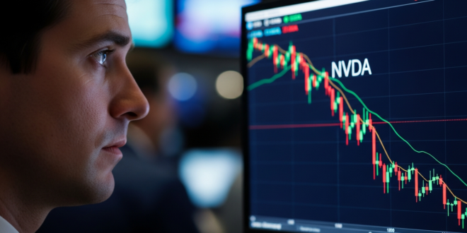 trader devant un tableau de graphique en baisse