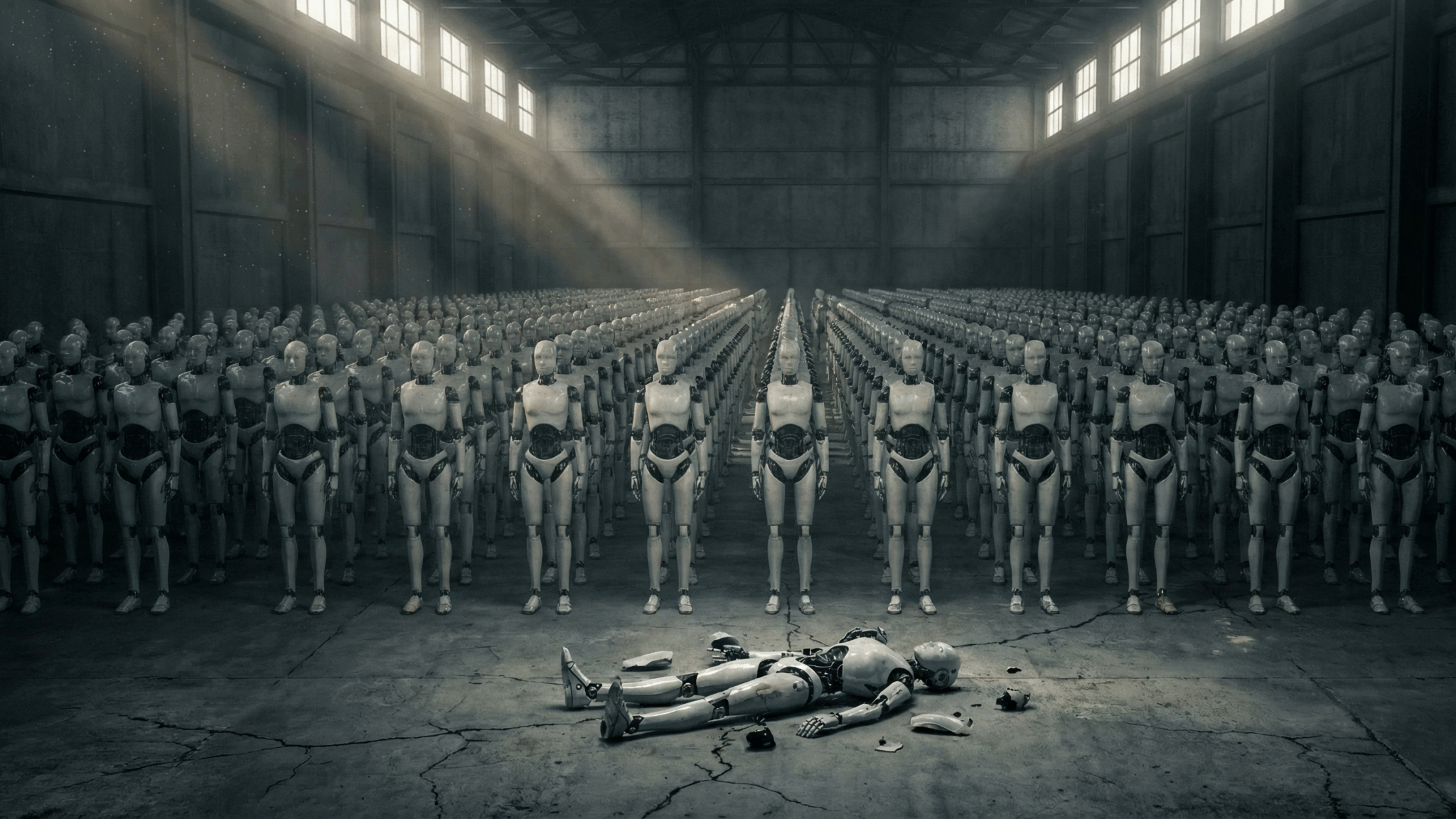 Des robots symbolent de l'échec de la surproduction