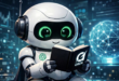 un petit chatbot robot "ChatGPT" en train de lire un petit livre source Grok