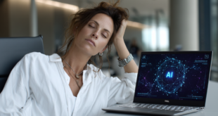 Une femme fatigué de l'IA sur son PC