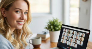 une femme en pleine visioconférence