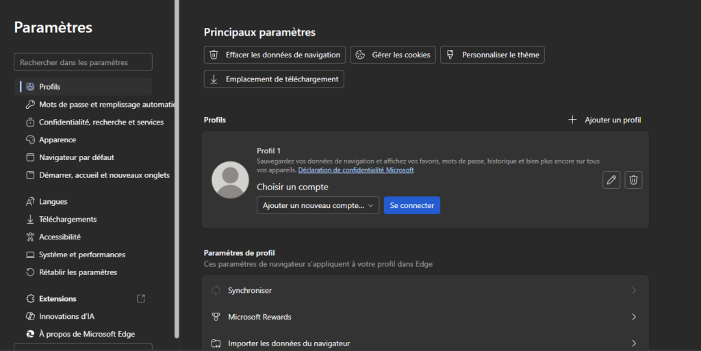 réglages Google - rubrique sécurité