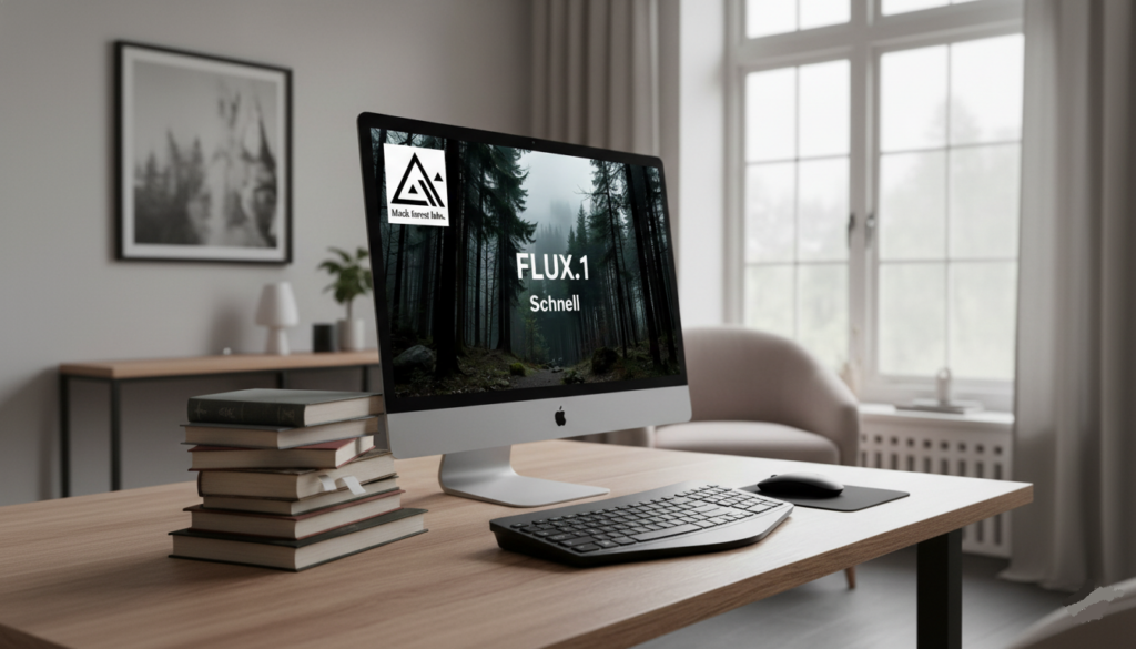 Ordinateur avec Flux.1 sur l'écran