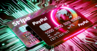 deux carte au de PayPal et Stripe superposées