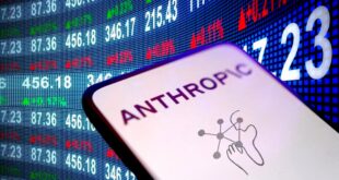 Logo d'Anthropic sur un smartphone, interface boursière pour illustrer l'IPO