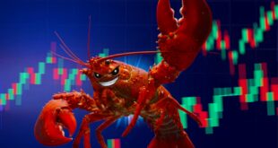Une crabe devant un fond de trading pour illustrer OpenClaw faisant bondir les actions