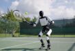 Un robot sur un court de tennis