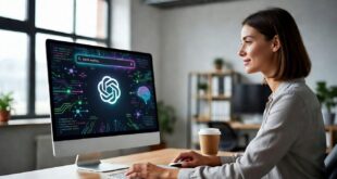 Une femme utilisant le super appli IA d'OpenAI sur son PC