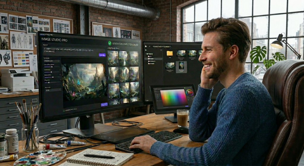 Image d'un homme satisfait d'utiliser Luma UNI-1