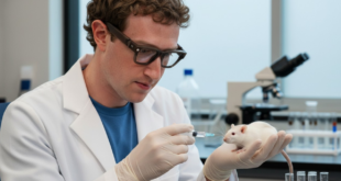 Mark Zuckerberg piquant un rat de labo