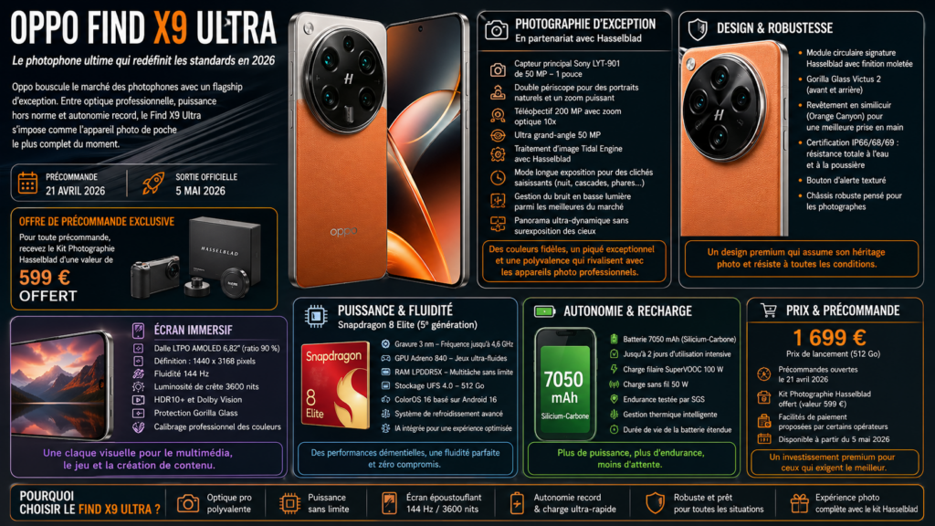 Profitez de l'Oppo Find X9 Ultra comme vous le souhaitez.