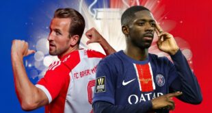 Dembélé et Harry Kane en maillot de PSG et Bayern