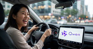 Qwen Alibaba intégrée au véhicule conduit par une femme
