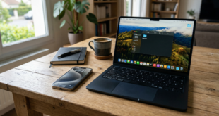 Image d'un iPhone et d'un Macbook sur une table