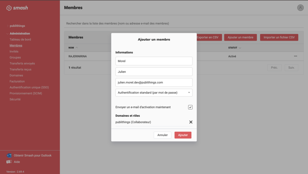 Ajout membre sur Smash