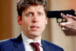 Sam Altman , arme pointé à sa tête pour illustrer l'attque