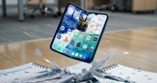 iPhone Fold qui tombe sur des calendriers détruits