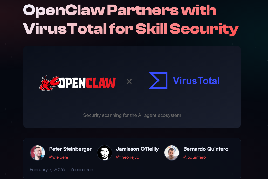 Partenariat d'OpenClaw avec Virus Total pour plus de sécurité