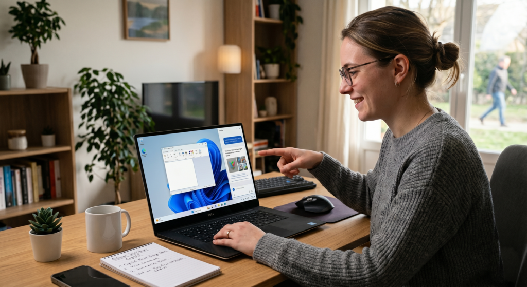 Image d'une personne qui travaille avec Copilot sur son PC sous Windows