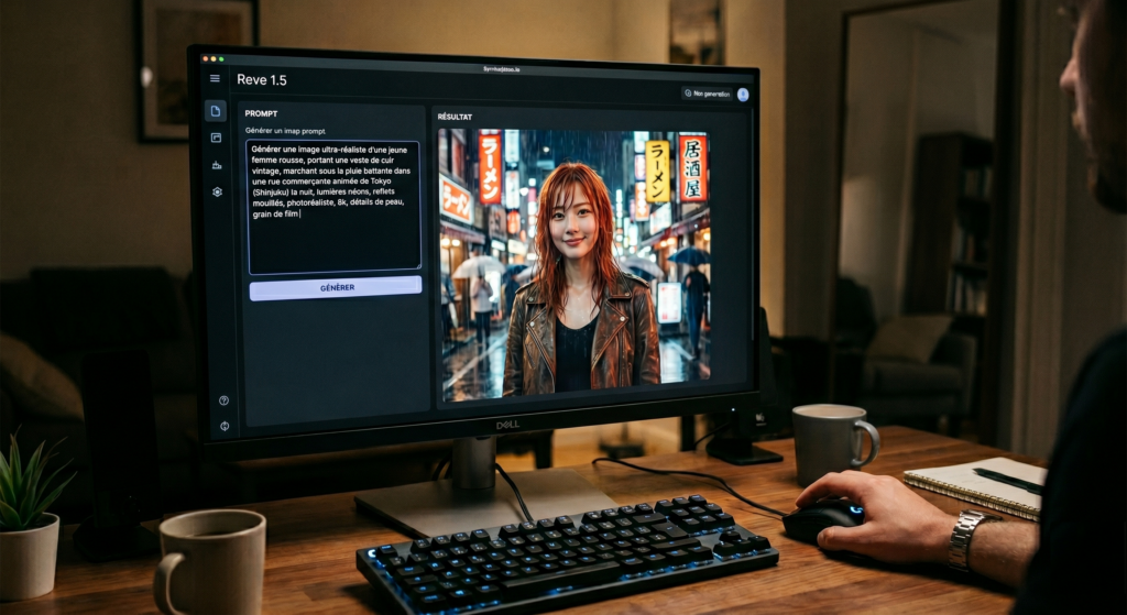 Image illustrant une personne qui utilise Reve 1.5 pour générer une image