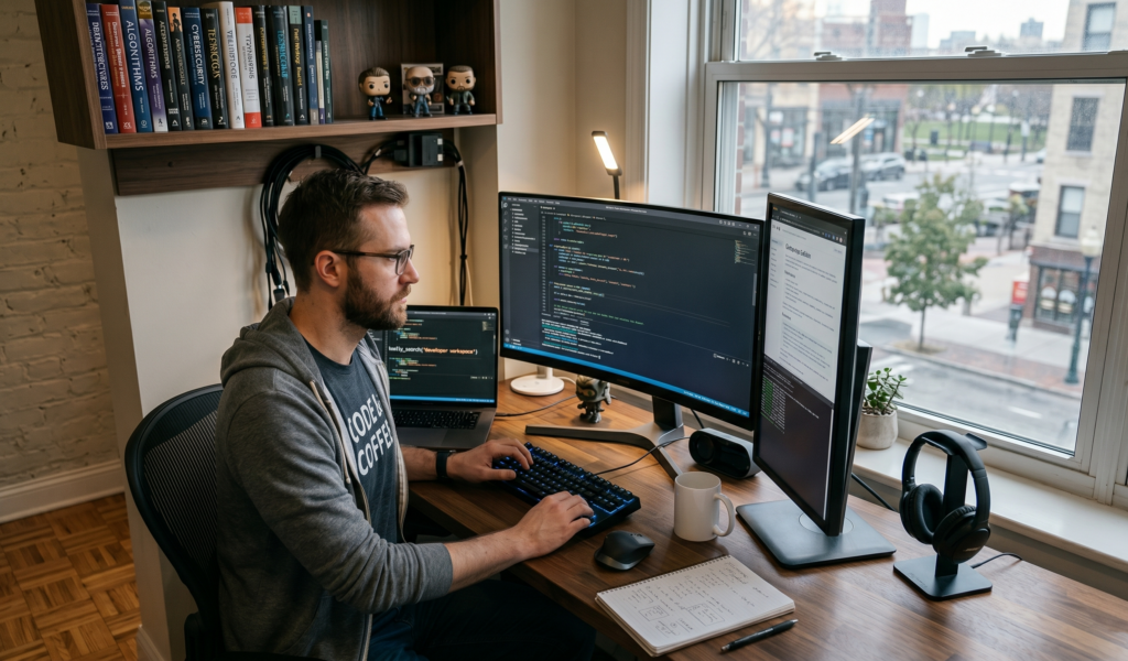 image d'un développeur devant son ordinateu
