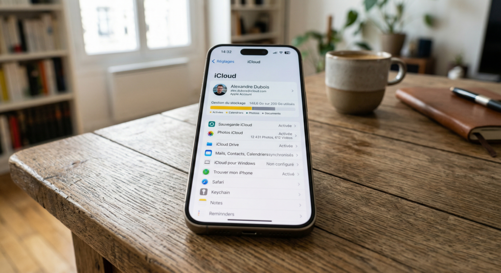 Image représentant la vérification d'un compte iCloud sur un iPhone
