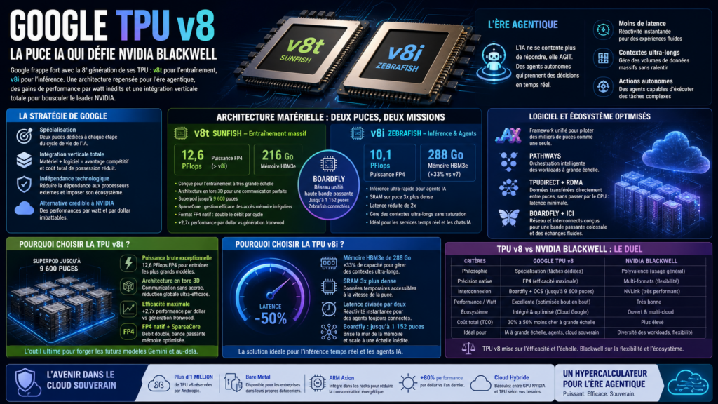 Quelle est la performance offerte par Google TPU v8 ?