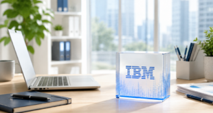 bureau professionnelle avec une cube technologique d'IBM