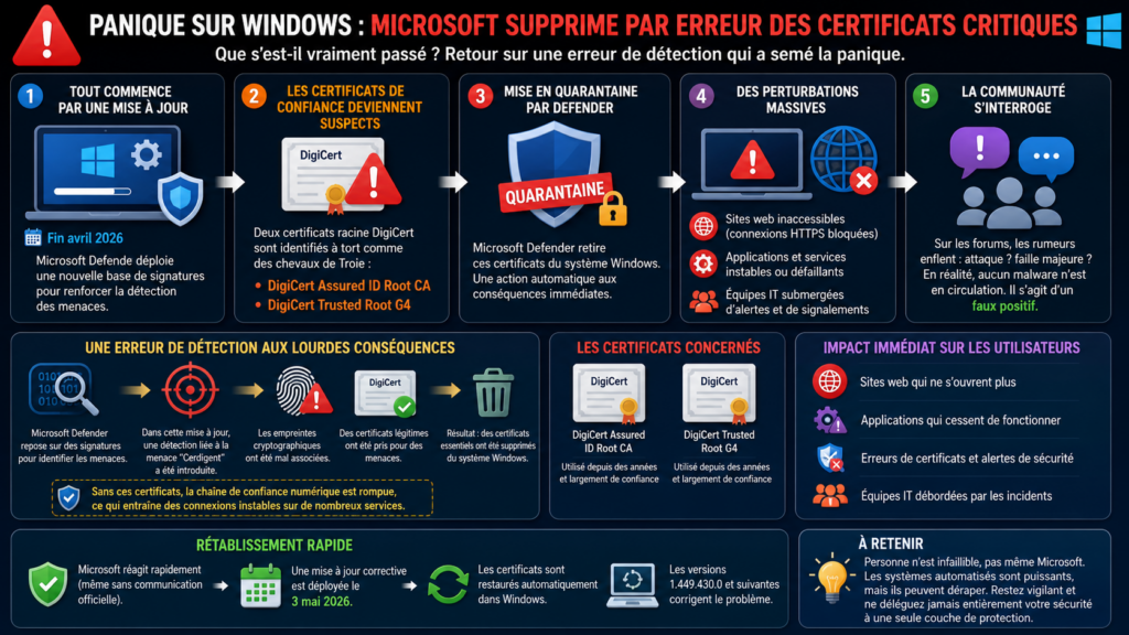 Microsoft supprime par erreur des certificats importants