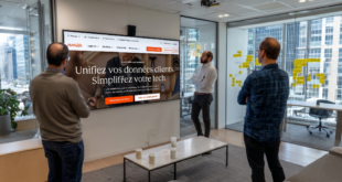 Équipe municipale analysant un tableau de bord de suivi des demandes citoyennes via CRM HubSpot en open space