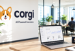 Bureau moderne avec logo Corgi