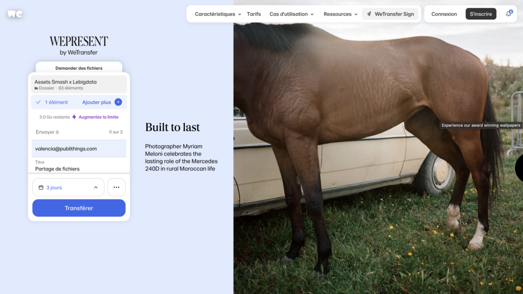 Interface WeTransfer