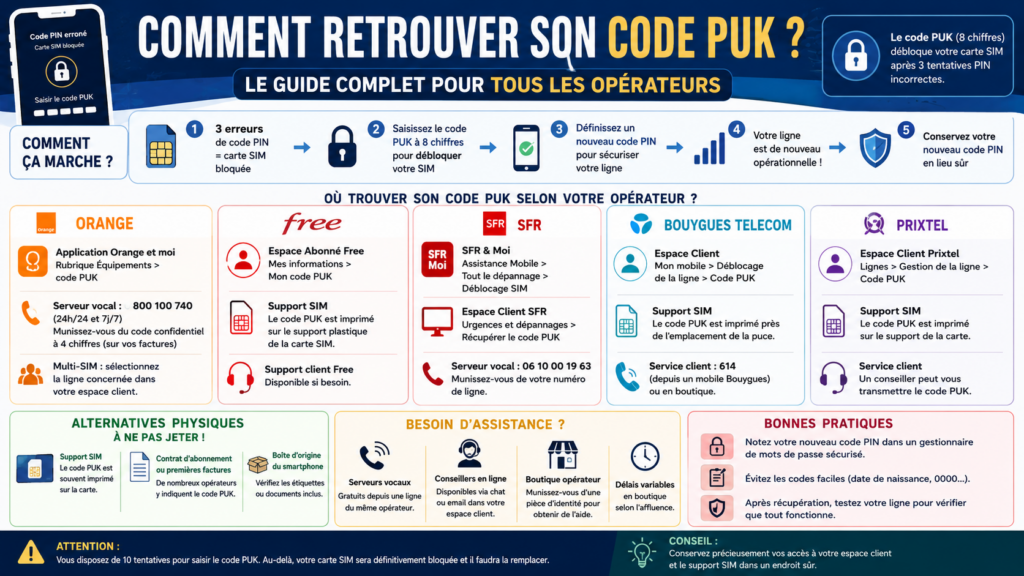 Guide pour retrouver son code PUK.
