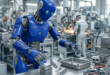 robot humanoïde bleu travaillant