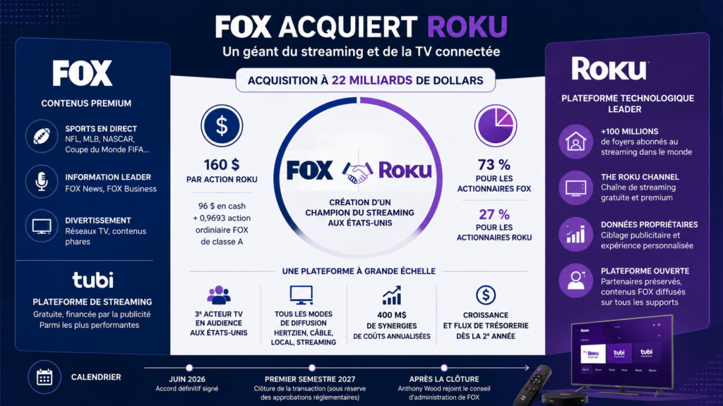 Streaming : Fox rachète Roku pour 22 milliards de dollars
