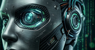 vue de près sur une tête de robot