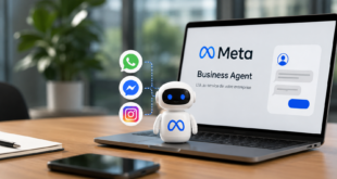 Agent IA de Meta automatisant les échanges clients sur WhatsApp, Messenger et Instagram depuis un environnement professionnel.