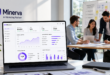 Équipe marketing en réunion dans un bureau moderne utilisant la plateforme IA Minerva pour analyser des données clients et optimiser des campagnes.