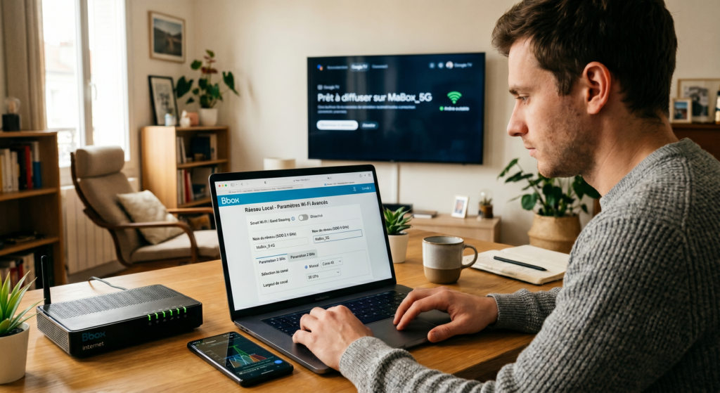 image avec une personne qui fait un partage d'écran à l'aide de sa box internet