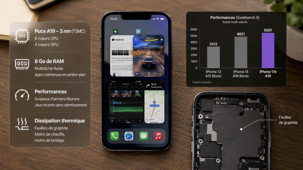 imagen ilustrando la potencia interna del iPhone 17e