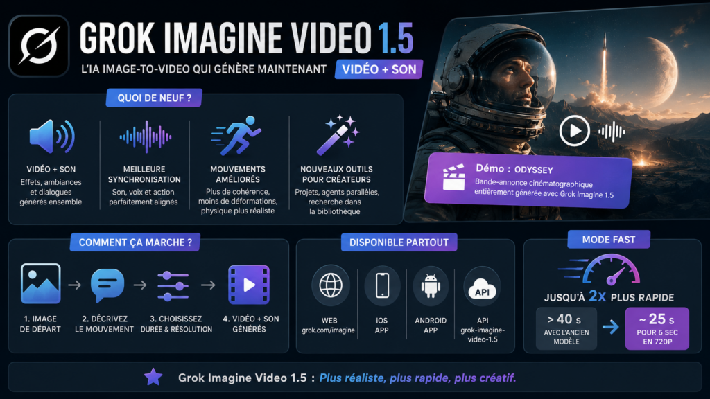 Grok Imagine Video 1.5 : cette IA génère maintenant des vidéos avec le son